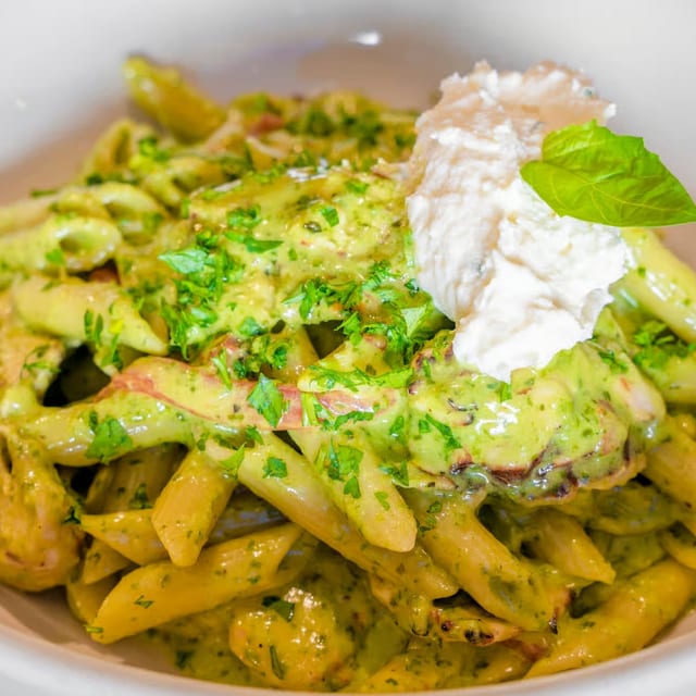 Chicken Pesto Penne Pasta.