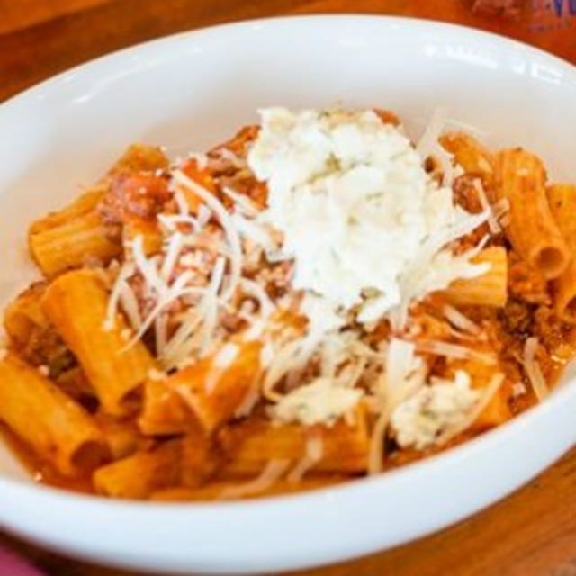 Rigatoni Bolognese.