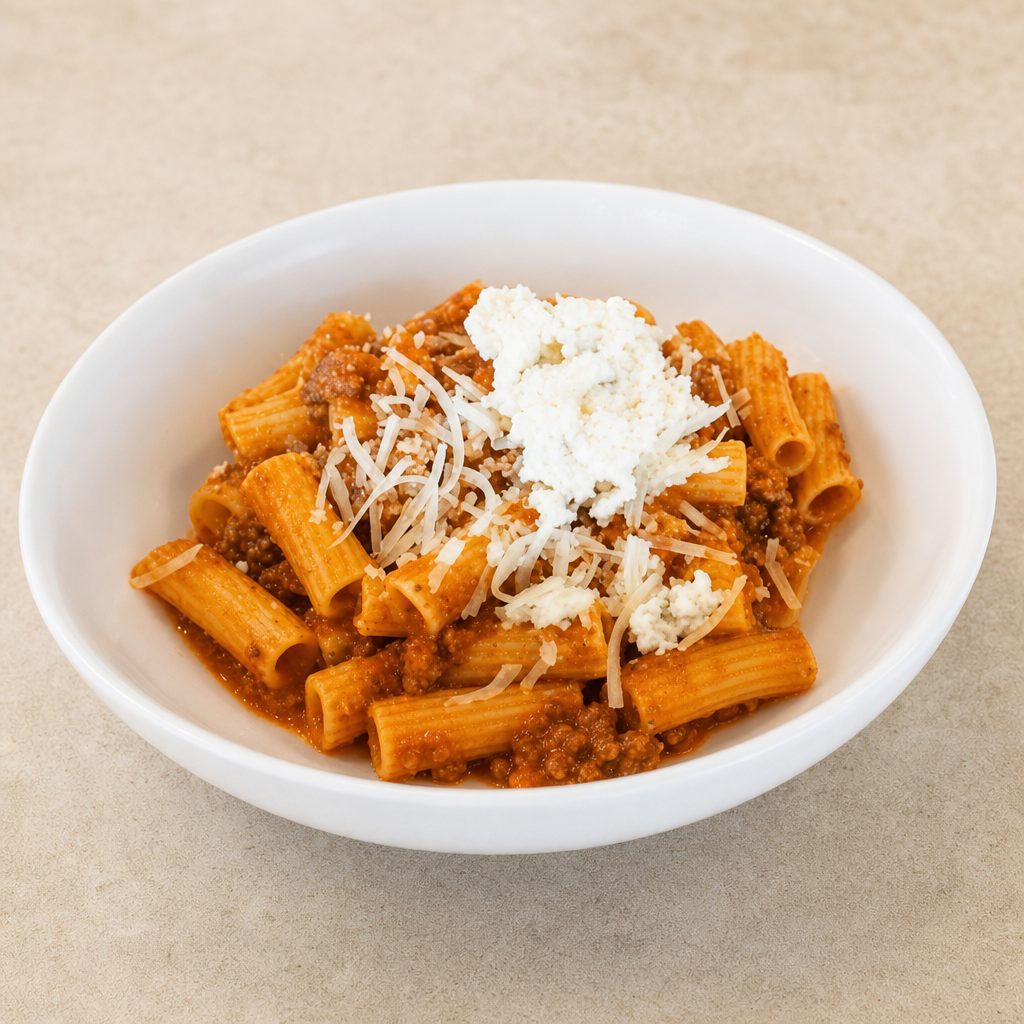 Rigatoni Bolognese.