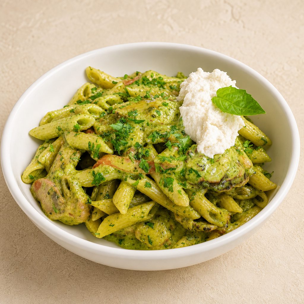 Chicken Pesto Penne Pasta.