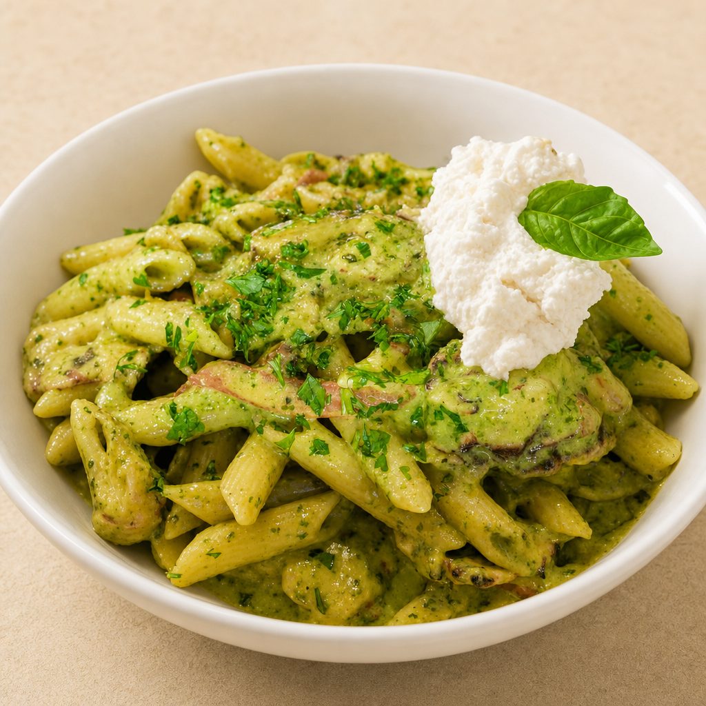 Chicken Pesto Penne Pasta.