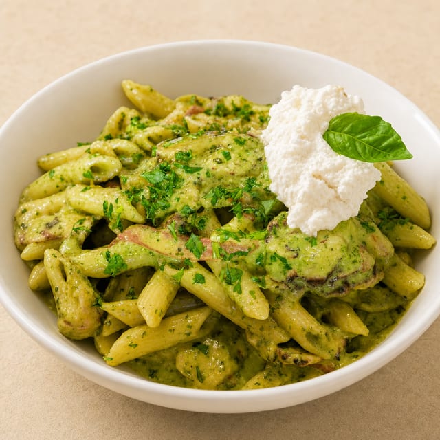 Chicken Pesto Penne Pasta.