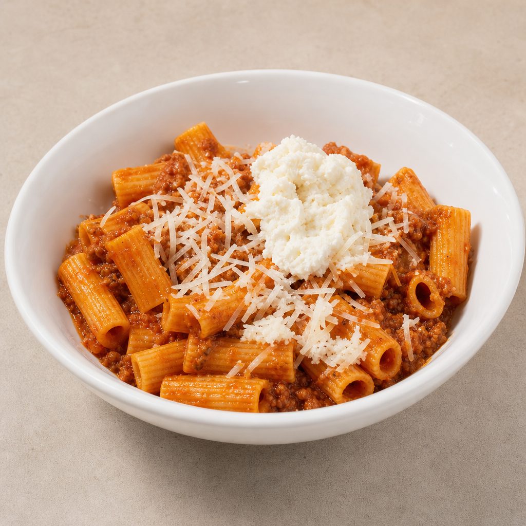 Rigatoni Bolognese.