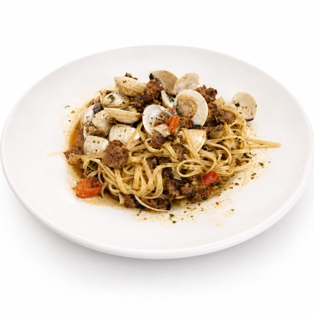Clams with Fennel Sausage.