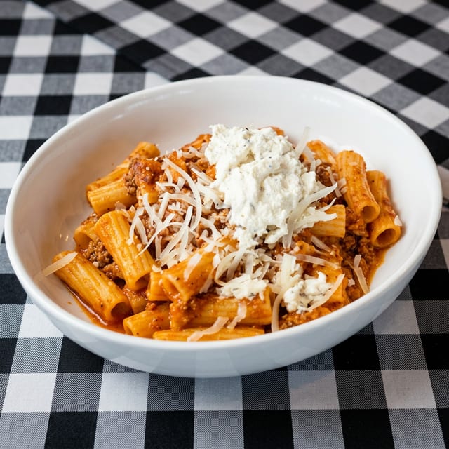 Rigatoni Bolognese.