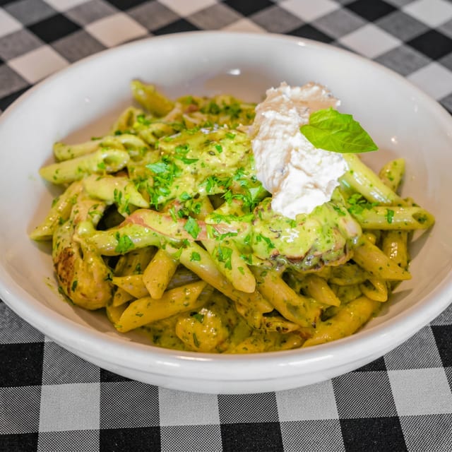 Chicken Pesto Penne Pasta.