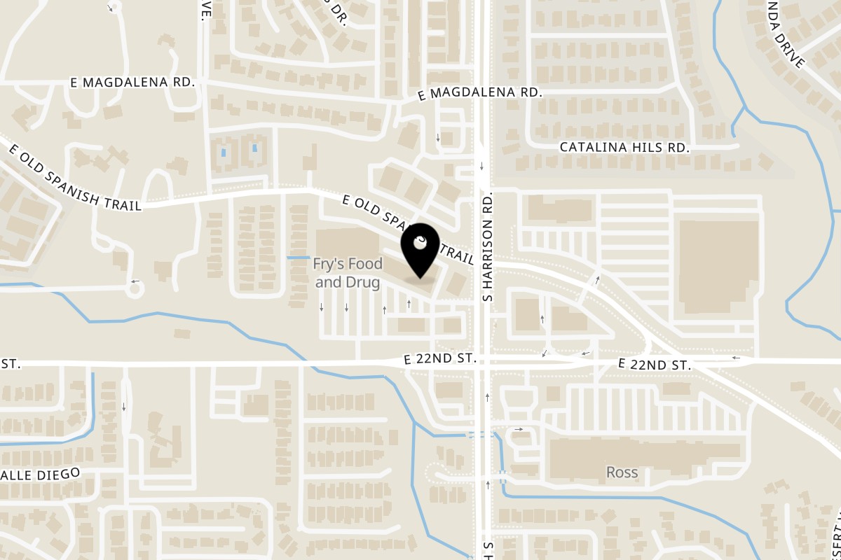 Map showing the location of Giuseppe's E 22nd on 9431 E 22nd St #157 in Tucson